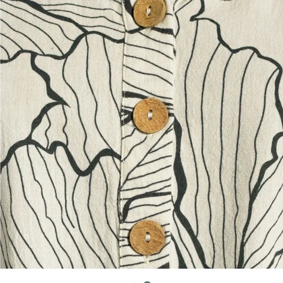 Cost Plus World Market Black and White Leaf Dress - Picture 7 of 8